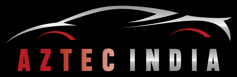 Aztec India logo — silver car silhouette